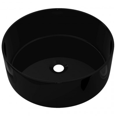 Lavabo rond 40x15 cm vasque évier salle de bain toilette céramique noir 02_0002541