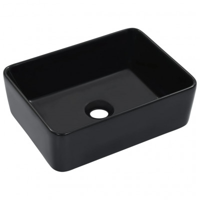 Lavabo lave-mains vasque à poser monter salle de bain intérieur salle d'eau cabine de toilette maison 40 x 30 cm céramique noir 02_0002629