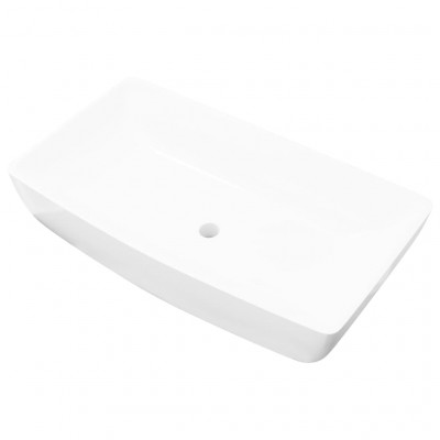 Lavabo rectangulaire vasque à poser lave-mains bain 71 x 39 cm céramique blanc 02_0002490