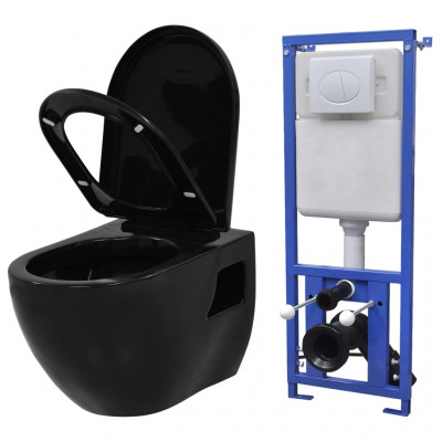 Kit complet toilette suspendue au mur avec réservoir caché céramique noir 02_0003580