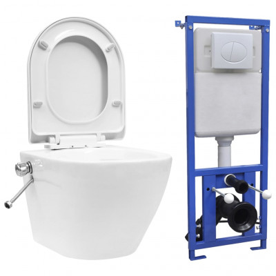 Kit complet toilette murale sans rebord et réservoir caché céramique blanc 02_0003576
