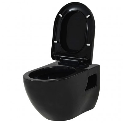 Wc suspendu céramique de salle de bains cuvette de toilette noir 02_0003572