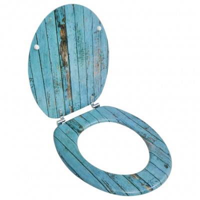 Siège de toilette abattant avec couvercle en MDF Design de vieux bois 02_0002884