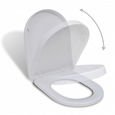 Siège de toilette abattant avec couvercle à fermeture en douceur carré Blanc 02_0002890
