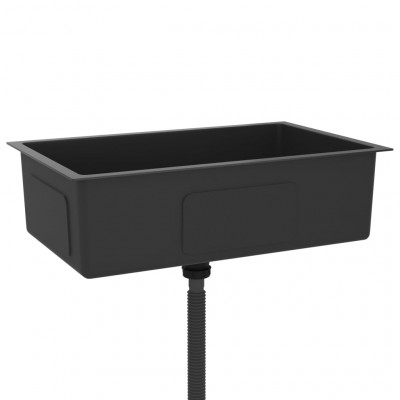 Evier de cuisine fait main maison intérieur lavabo de salle de bain 70 x 40 cm acier inoxydable noir 02_0002468
