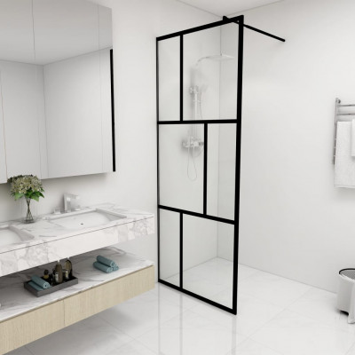 Paroi de douche à l'italienne cloison de douche mur cabine de douche salle de bain maison intérieur verre trempé noir 80 x 195 cm 02_0002136
