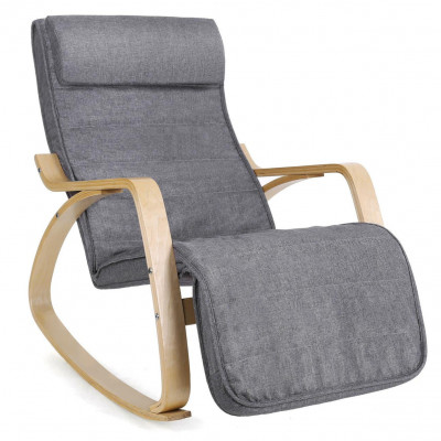 Fauteuil à bascule rocking chair avec repose-pied réglable en 5 niveaux charge max 150 kg gris 12_0002789