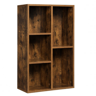 Bibliothèque à 5 compartiments étagère de rangement pour salon chambre bureau et studio 50 x 24 x 80 cm style industriel marron rustique 12_0003252