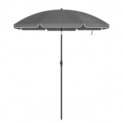 Parasol de jardin diamètre 2 m ombrelle protection UPF 50+ inclinable portable résistant au vent baleines en fibre de verre avec sac gris 12_0001752