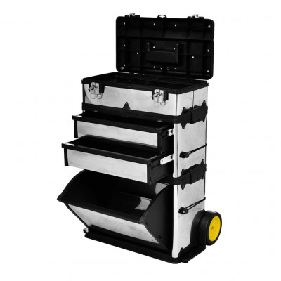 Caisse valise coffre boîte à outils à roulette rangement stockage 3 parties 92 cm 02_0003817
