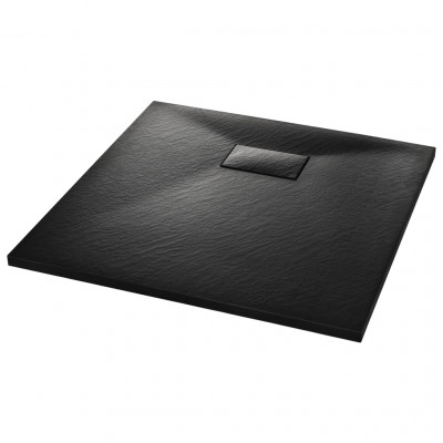 Bac de douche receveur de douche rectangulaire salle de bain maison intérieur trou de drain standard de 9 cm SMC 80 x 80 cm noir 02_0003454
