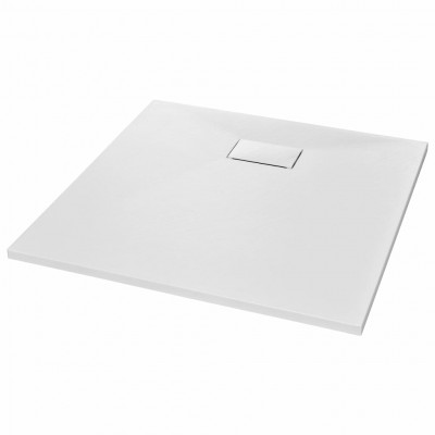 Bac de douche receveur de douche rectangulaire salle de bain maison intérieur trou de drain standard de 9 cm SMC 90x90 cm blanc 02_0003450