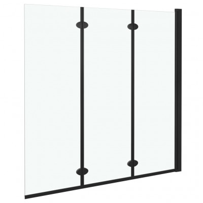 Cabine de douche pliable 3 panneaux paroi de douche cabine de baignoire écran de douche salle de bain maison intérieur ESG 130 x 138 cm noir 02_0003139