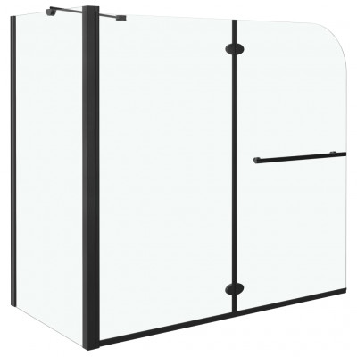 Cabine de douche pliante paroi de douche cabine de baignoire écran de douche accessoire de salle de bain intérieur ESG 130 cm noir 02_0003140