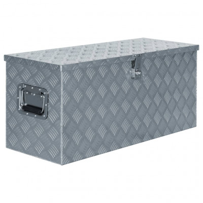 Boîte en aluminium outils caisse de rangement coffre à outils 90,5 cm argenté 02_0003211