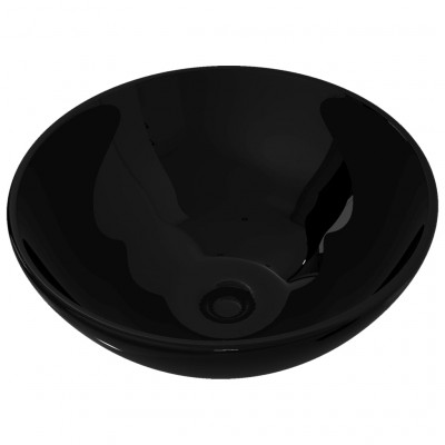 Bassin d'évier rond céramique pour salle de bain lavabo lave-mains noir 02_0002504