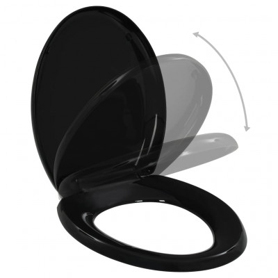 Abattant WC àfermeture en douceur siège de toilette cuvette lunette de toilette salle de bains maison restaurant magasin hôtel noir02_0002907