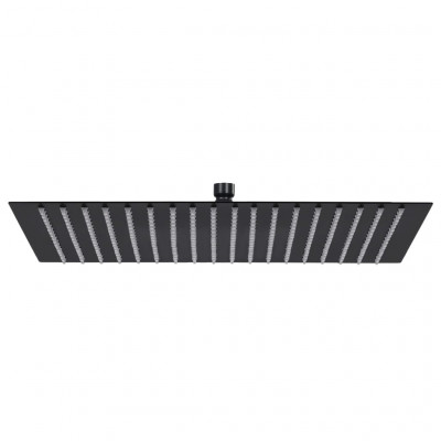 Pomme de douche pluie pulvérisateur pommeau de douche tête de douchette accessoire de salle de bain acier inoxydable 50 x 50 cm carrée noir 02_0002081