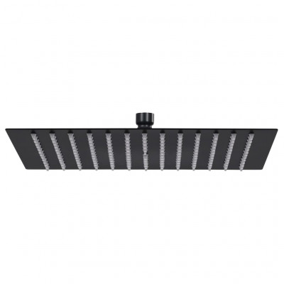 Pomme de douche pluie pulvérisateur pommeau de douche tête de douchette accessoire de salle de bain acier inoxydable 40 x 40 cm carrée noir 02_0002080