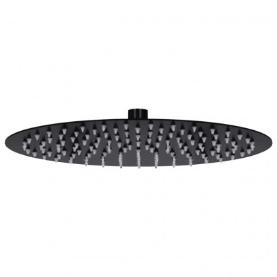 Pomme de douche pluie pulvérisateur pommeau de douche tête de douchette accessoire de salle de bain acier inoxydable 30 cm ronde noir 02_0002074