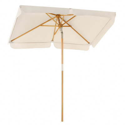Parasol 2 x 1,25 m ombrelle rectangulaire protection solaire anti-UV UPF50+ mât et baleines en bois inclinable sans socle pour terrasse balcon jardin beige 12_0001807