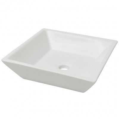 Lavabo carrée céramique 41,5 cm vasque à poser salle bain blanc 02_0002531
