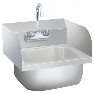 Lavabo commercial de lavage des mains avec robinet lave-mains vasque à poser cuisine de cantine restauration atelier acier inoxydable 02_0002447