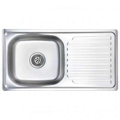 Evier de cuisine avec crépine et piège évier encastré évier rectangulaire 75 x 40 cm maison intérieur durable résistant acier inoxydable 02_0002358