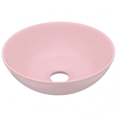 Lavabo de salle de bain rond vasque à poser de toilette lave-mains de cuisine salle cosmétique maison intérieur céramique 28 cm rose mat 02_0002719