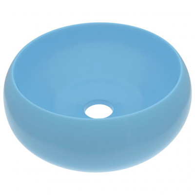 Lavabo rond de luxe vasque à poser de toilette lave-mains de salle de bain cuisine vestiaire maison intérieur 40 x 15 cm céramique bleu clair mat 02_0002742