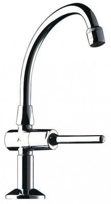 Robinet TEMPOSTOP pilier collé cygne DELABIE