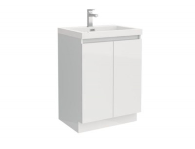 Meuble au sol 2 portes blanc laqué 60 cm 
