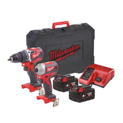 Pack de 2 machines perceuse visseuse et visseuse à chocs M18 CBLPP2B-502C MILWAUKEE