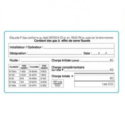 Étiquettes signalétiques pour installation frigorifique (25 exemplaires) ALL COM