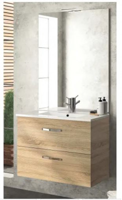 Meuble sous vasque Angelo 70 2 coulisant chêne naturel NEOVA