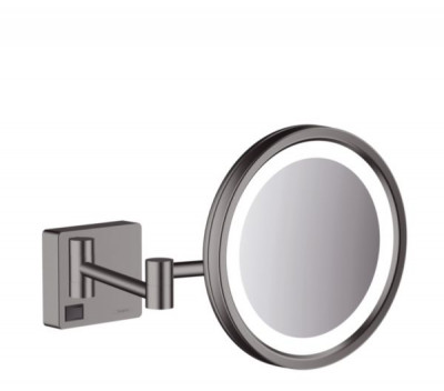 Miroir de rasage avec éclairage LED noir chromé brossé 133 x 253 mm HANSGROHE
