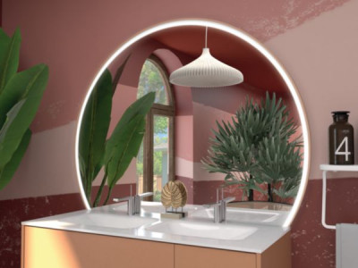 Miroir LED laqué REFLET MOON+ diamètre 140 cm sans interupteur ni antibuée KOHLER