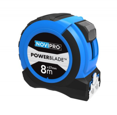 Mesure roulante ruban large avec revêtement Power Blade II 8 m x 27 mm NOVIPRO