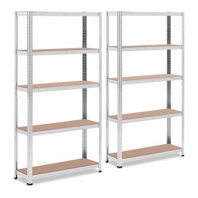 Lot de 2 étagères charge lourde 90 x 30 x 180 cm supporte 5 x 175 kg robuste garage atelier outils gris 14_0005178
