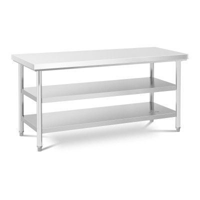 Table de travail acier inoxydable inox cuisine plan professionnel de boucher (60 x 180 cm, 3 niveaux, capacité de 600 kg) professionnel 14_0005082