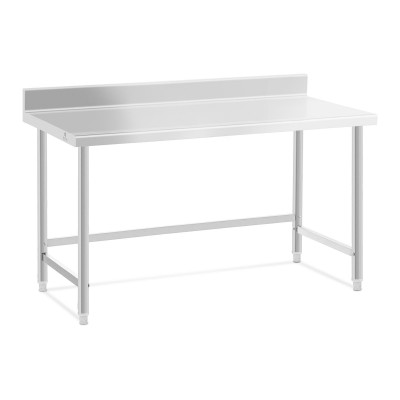 Table de travail acier inoxydable plan de travail en inox plan de travail professionnel table de travail cuisine adossée dosseret 150 x 70 cm 93 kg 14_0005130