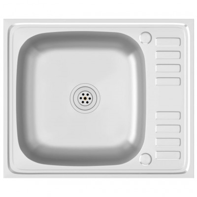 Jeu d'évier de cuisine et égouttoir évier encastré lavabo de cuisine maison intérieur argenté 50 x 60 x 15,5 cm acier inoxydable 02_0004353