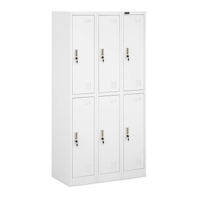 Armoire vestiaire 6 compartiments 187 cm gris revêtement époxy 14_0005989