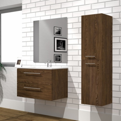 Meuble NEPTUNE Héritage Chêne 80 cm - Miroir Slim