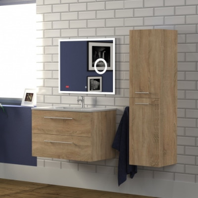 Meuble NEPTUNE Bois Clair 80 cm avec miroir LITE