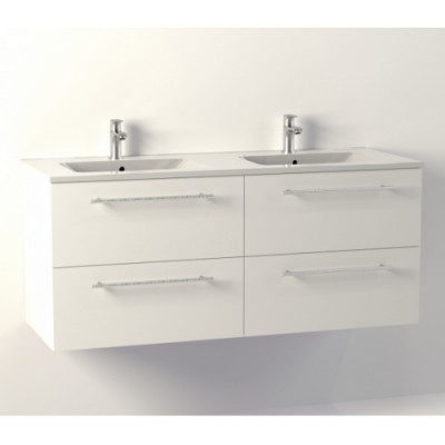  Meuble NEPTUNE Blanc 120cm Double vasque - SANS miroir