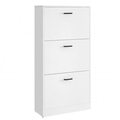 Meuble chaussure à 3 abattants meuble de rangement à 3 niveaux étagère chaussure porte-chaussures pour petite entrée salon chambre 60 x 24 x 120 cm blanc 12_0002602