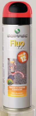Traceur de chantier fluorescent FLUO TP rouge Aérosol 500 ml SOPPEC 