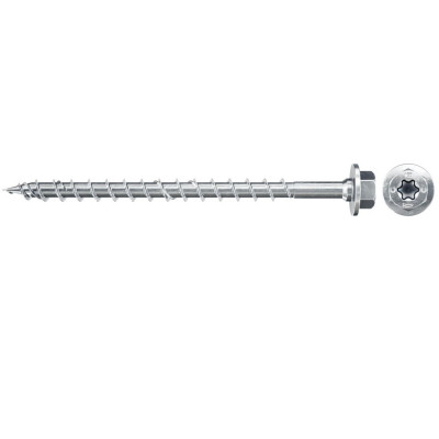 Vis tirefond Power Fast tête hexagonale + rondelle avec empreinte Torx zingué blanc 10,0 x 80 mm boîte de 50 pièces FISCHER