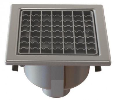 Siphon sortie verticale caillebotis 200 x 200 diamètre 63 mm LIMATEC